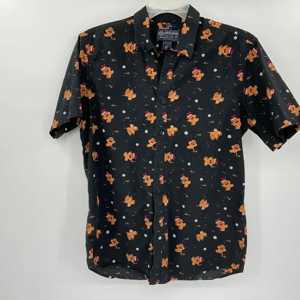 American Rag Mens Short Sleeve Shirt Size Large Pre-Owned‎ (Z168)